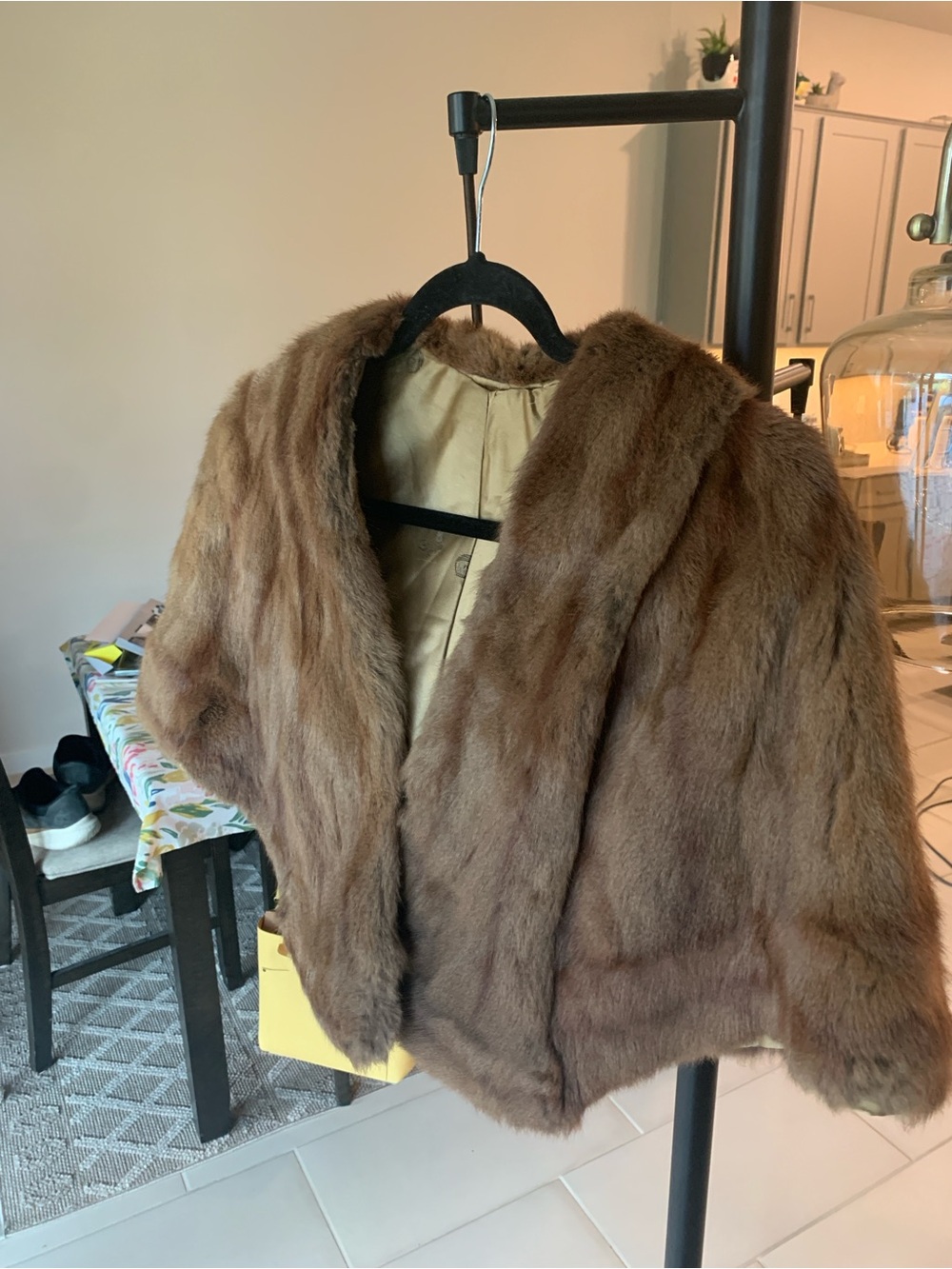 Elizabeth and James Brown Teddy fur stole Jacket front pockets L
